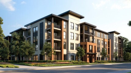 Fototapeta premium Contemporary Newly Constructed Apartment Building Design