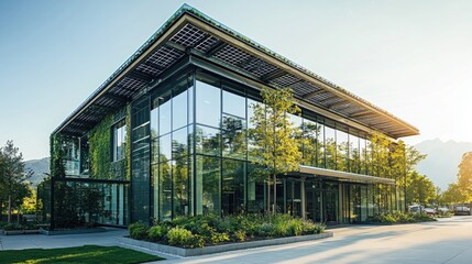 Obraz premium Modern Corporate Office Emphasizing Sustainability
