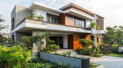 Fototapeta premium Modern East Facing Indian House Elevation Design