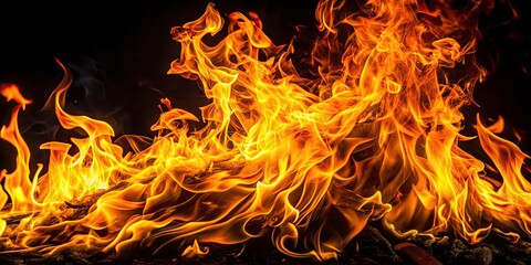 Intense Close-Up of Bright Orange and Yellow Flames Against Dark Backdrop Showcasing the Raw Power and Heat of Fire in a Dramatic Documentary Style