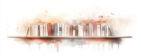 Cozy watercolor bookshop, warm colors, inviting shelves, bestsellers, comfort, discovery, artistic charm, online browsing experience