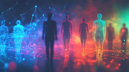 Fototapeta premium Networked Figures In A Digital Space