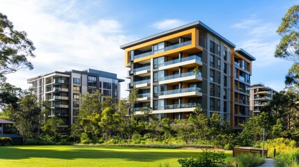 Modern High-Rise Apartment Block in Green Surroundings