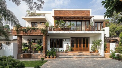 Fototapeta premium Modern Indian House with East Facing Elevation