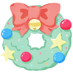 Cute Christmas wreath Crayon Painting Chrismas Clipart christmas decoration sticker
hand drawn illustration