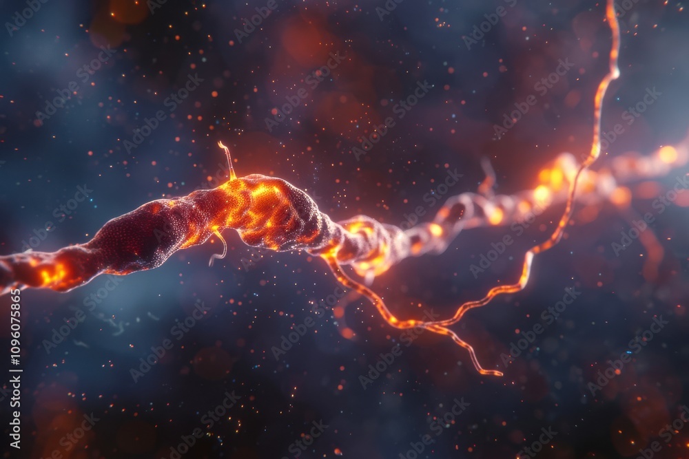 Poster action potential propagation: a high-resolution shot of an action potential traveling down the axon 
