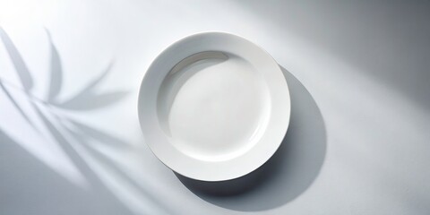 Stunning Drone Photography of a White Plate on a Crisp White Background for Minimalist Culinary Art and Product Display, Perfect for Stock Images and Food Styling Inspiration