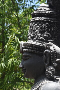 beautiful sculpture statue idol of woman Hindu goddess made in single stone rock SITTANAVASAL STATUE PUDUKKOTTAI