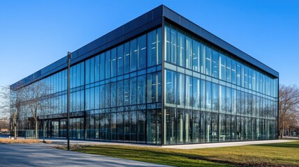 Obraz premium Modern Office Building with Expansive Glass Walls
