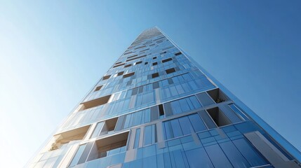 Obraz premium Modern Skyscraper Reaching into the Clear Sky