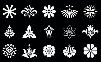 Flower icons set. Isolated elements for design. Vector graphics.