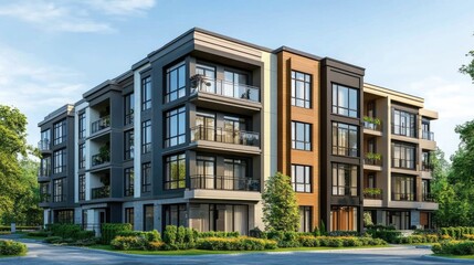 Obraz premium Modern Multi-Storey Residential Building Design