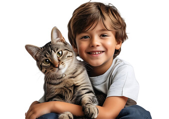 child with cat