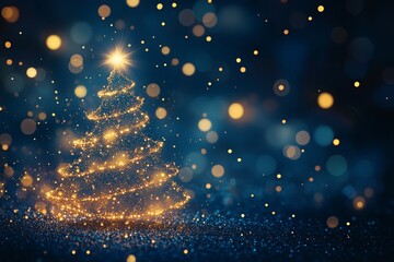 Obraz premium Background with golden Christmas tree. 