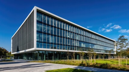 Obraz premium Sleek Modern Office Building with Glass Facade