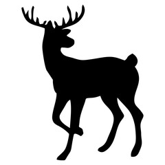 black silhouette of antlered reindeer