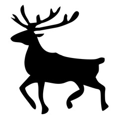 black silhouette of antlered reindeer