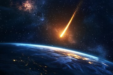 Obraz premium Meteors streaking across the night sky.