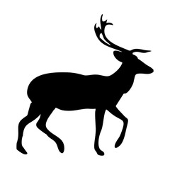 black silhouette of antlered reindeer