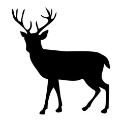 black silhouette of antlered reindeer