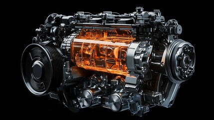 Modern Automotive Engine Detailed Internal View