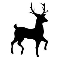 black silhouette of antlered reindeer