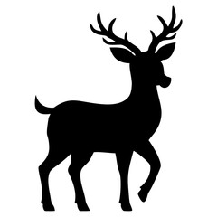 black silhouette of antlered reindeer