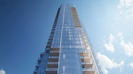 Fototapeta premium Tall Modern Skyscraper with Clean Glass Exterior