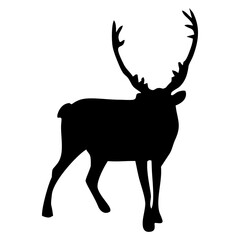 black silhouette of antlered reindeer