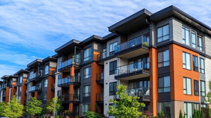 Naklejka premium Modern Urban Residential Complex in Bright Sky