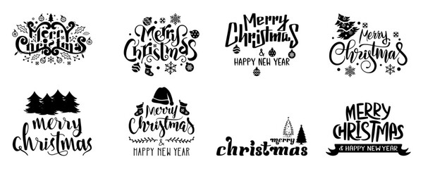 merry christmas text calligraphy, hand lettering, typography designs