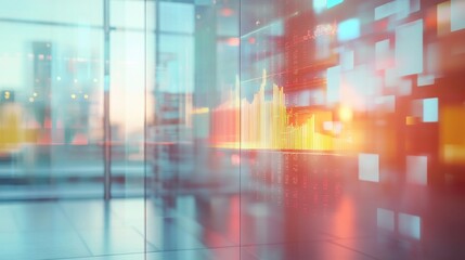 Naklejka premium Virtual Holographic Financial Analysis and Graph Visualization