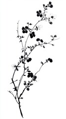 Chinese ink brush strokes flower