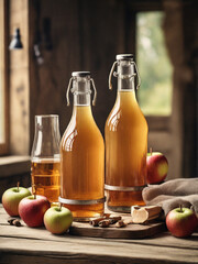 Homemade apple cider on the table