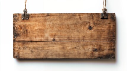 Rustic wooden hanging sign board with clips