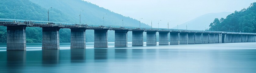 A hydroelectric dam surrounded by lush green landscapes and flowing water