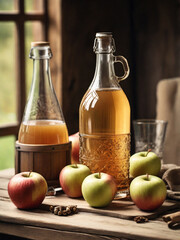 Homemade apple cider on the table