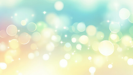 Obraz premium Soft, dreamy pastel bokeh background in shades of blue, green, and yellow.