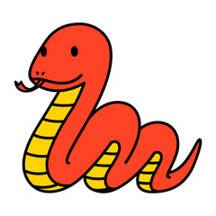 赤いヘビ　年賀状素材