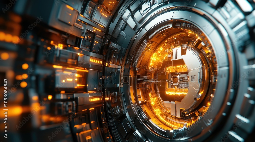 Poster cinematic sci-fi inspired image of a cryptocurrency vault with intricate security mechanisms, sleek 