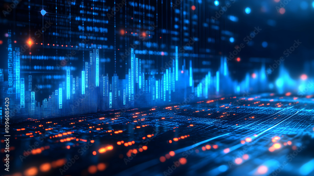 Aufkleber abstract digital background with blue and red glowing lines and shapes for technology and futuristic