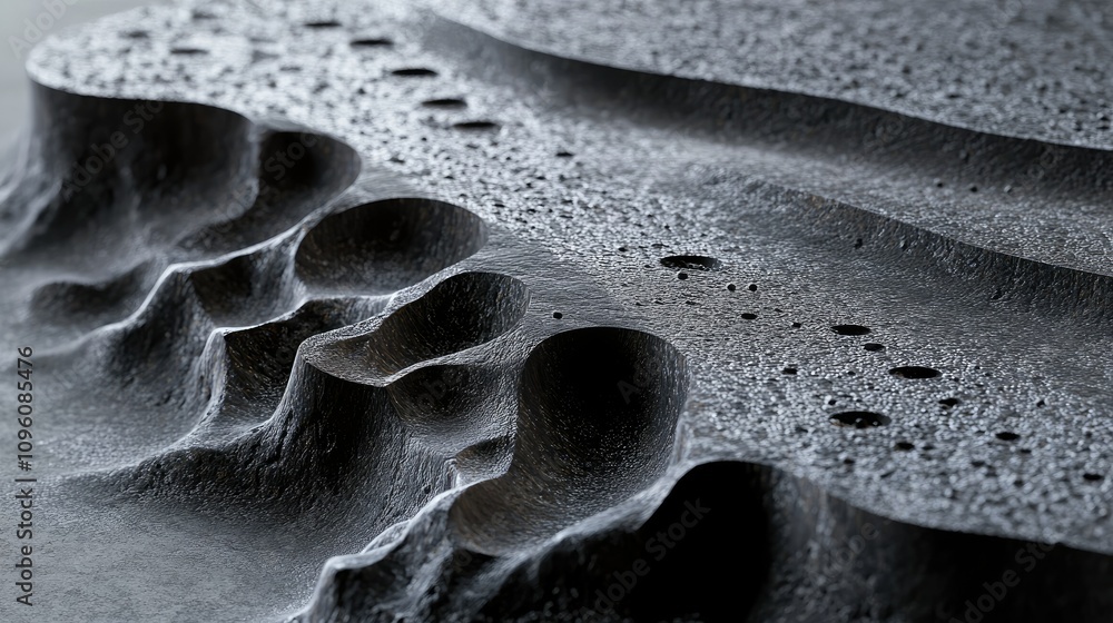Poster close-up shot of a modern industrial design featuring intricate textures, high-resolution details th
