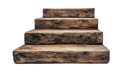 long Wood staircase isolated on white background