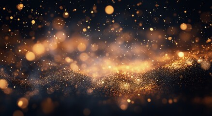 Obraz premium Golden particles shimmer in a dark environment creating an enchanting atmosphere