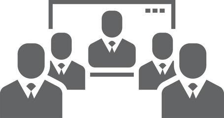 Business presentation black icon. Corporate work meeting