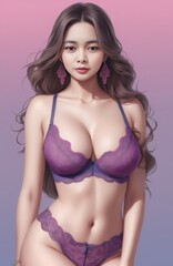 Fototapeta premium a drawing of a woman in a purple bra and panties