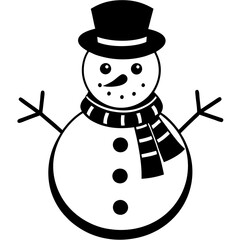 Christmas Cheerful Snowman with white background