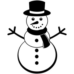Christmas Cheerful Snowman with white background