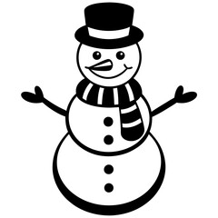 Christmas Cheerful Snowman with white background