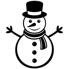 Christmas Cheerful Snowman with white background